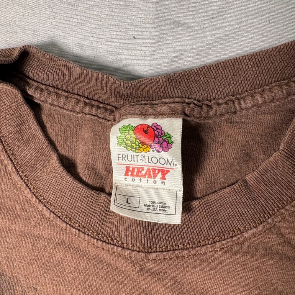 Fruit of the Loom Mens Brown Skull Wing Graphic T-Shirt New York City Large Y2K - Picture 2 of 6